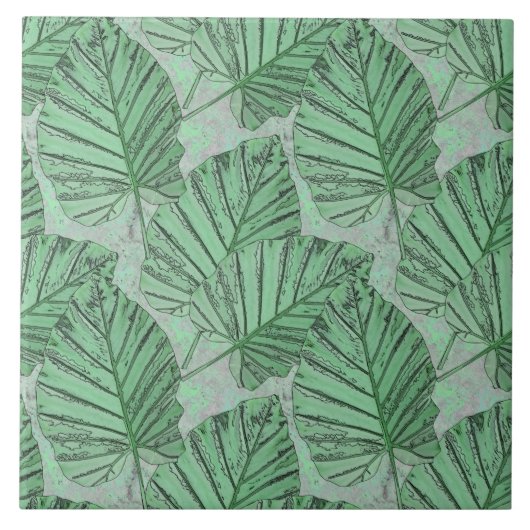 Groene bladeren op een grijze steen. tegeltje (Voorkant)