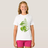 Groene bladeren op een T-shirt (Voorkant volledig)