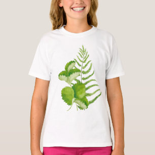 Groene bladeren op een T-shirt