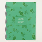 Groene bladeren op groen_ Floral Pattern Script Planner (Voorkant)
