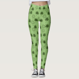Groene bladeren op groenachtige achtergrond leggings