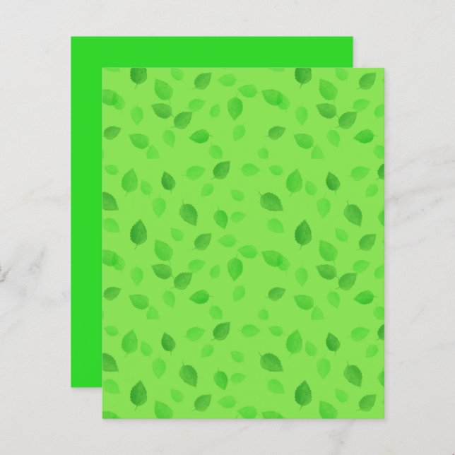 Groene bladeren op Groene Craft/Scrapbook Kaart Sm (Voorkant / Achterkant)