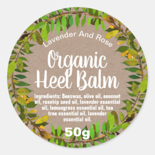 Groene bladeren op kraft-gekraakte hieletiketten ronde sticker