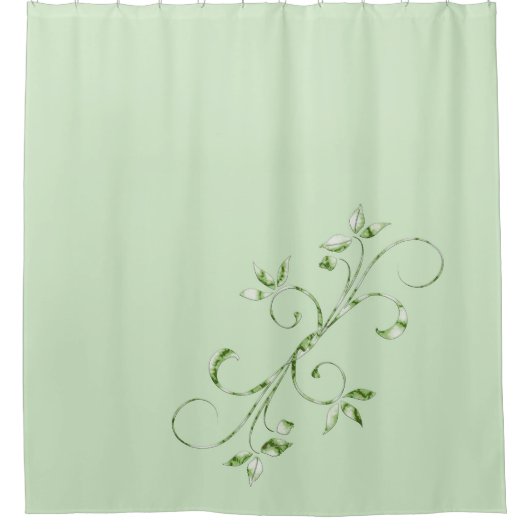 Groene bladeren op Mint Green Douchegordijn (Voorkant)