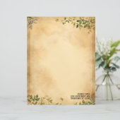 Groene bladeren op oud perkament briefpapier (Staand voorkant)
