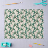 Groene bladeren op Tan-decoupage Tissuepapier (Craft)