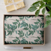Groene bladeren op Tan-decoupage Tissuepapier (Geschenk)