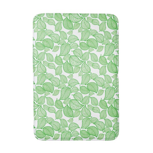 Groene bladeren op White Bath Mat (Voorkant Verticaal)