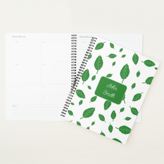 Groene bladeren op wit_ Floral Pattern Script Planner (Display)