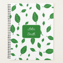 Groene bladeren op wit_ Floral Pattern Script Planner