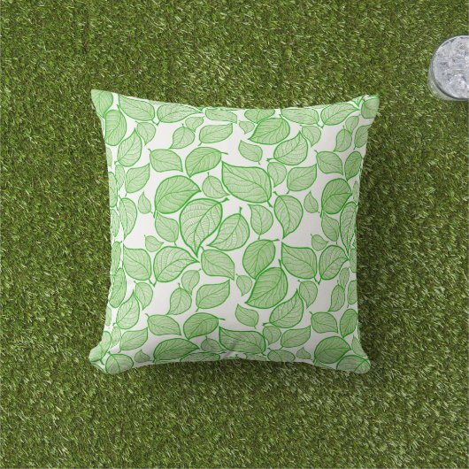 Groene bladeren op wit Sierkussen (Gras)