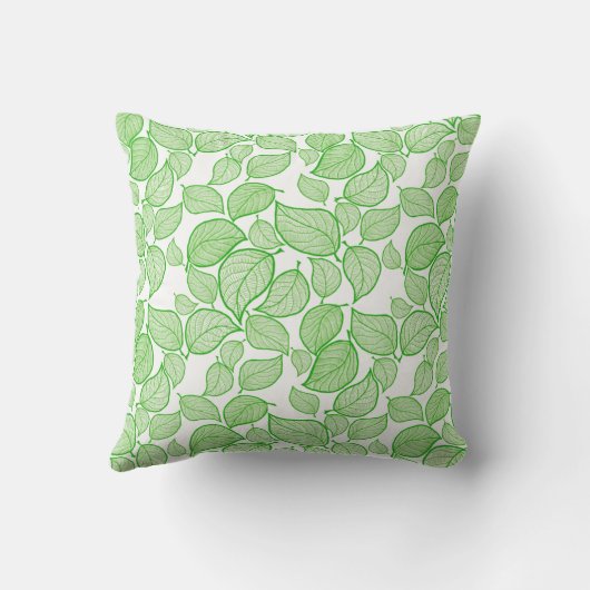 Groene bladeren op wit Sierkussen (Achterkant)