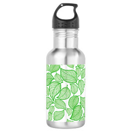 Groene bladeren op wit waterfles 