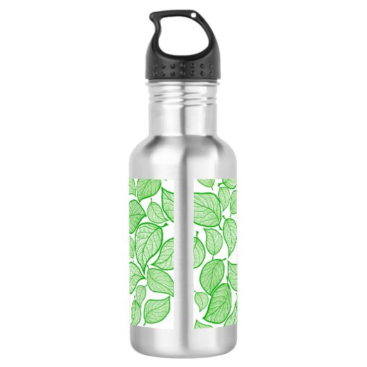 Groene bladeren op wit waterfles  (Achterkant)