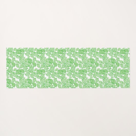 Groene bladeren op wit yogamat (Achterkant (horizontaal))