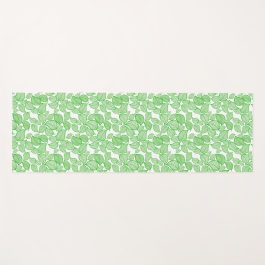 Groene bladeren op wit yogamat (Voorkant (horizontaal))