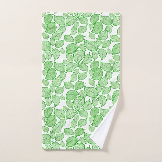 Groene bladeren op witte handdoek (Handdoek)