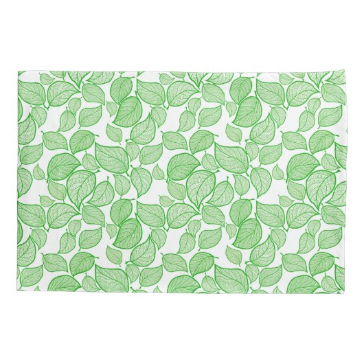 Groene bladeren op witte Kussensloop (Achterkant-Links)