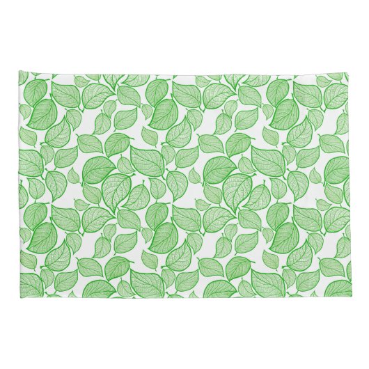 Groene bladeren op witte Kussensloop (Achterkant-Rechts)