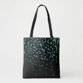 Groene bladeren op zwart tote bag (Voorkant)