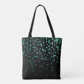 Groene bladeren op zwart tote bag (Achterkant)