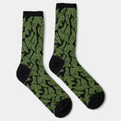 Groene bladeren op zwarte Sokken (Rechts)