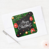 Groene bladeren & Ornament Kerst | STICKER (Envelop)