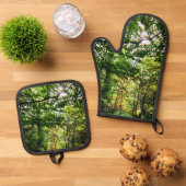 Groene bladeren ovenwant & pannenlap set (Top down)