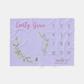 Groene bladeren paarse aangepaste baby meisje mijl fleece deken (Voorkant (Horizontaal))