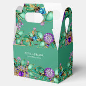 Groene bladeren Paarse edelstenen Favor Box Bedankdoosjes (Geopend)