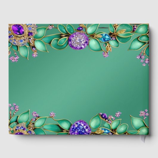 Groene bladeren Paarse edelstenen Gastenboek (Achterkant)