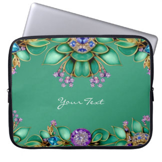 Groene bladeren Paarse edelstenen laptop mouw Sleeve