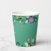 Groene Bladeren Paarse Edelstenen Papieren Bekers (Achterkant)