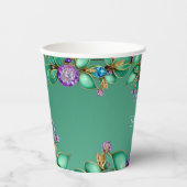 Groene Bladeren Paarse Edelstenen Papieren Bekers (Voorkant)