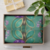 Groene Bladeren Paarse Edelstenen Tissuepapier (Geschenk)