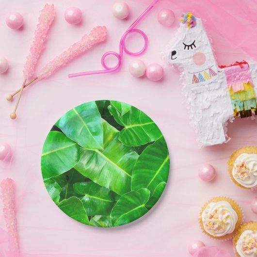 Groene bladeren Palmblad tropisch gebladerte oerwo Papieren Bordje (Feest)