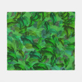 Groene Bladeren Patroon Fleece Deken (Voorkant (Horizontaal))
