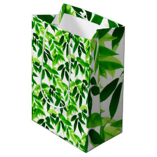 Groene Bladeren Patroon Medium Cadeauzakje
