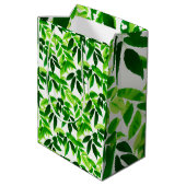 Groene Bladeren Patroon Medium Cadeauzakje (Achterkant Gekanteld)