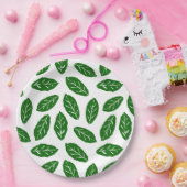 Groene Bladeren Patroon Papieren Bordje (Feest)
