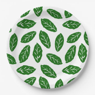 Groene Bladeren Patroon Papieren Bordje
