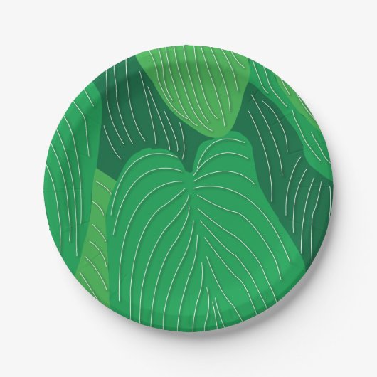 Groene bladeren Patroon Party Papieren Bordje (Voorkant)