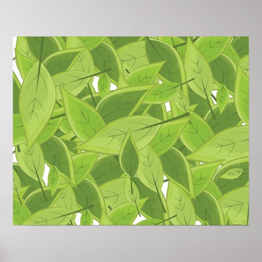 Groene Bladeren Patroon Poster (Voorkant)