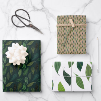 Groene bladeren patroon Wrapping papier set Inpakpapier Vel