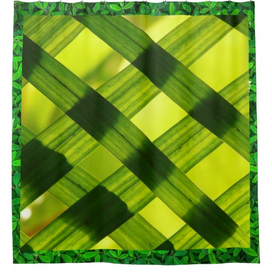 Groene bladeren Randen  Douchegordijn (Voorkant)