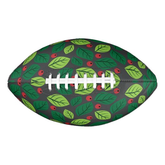 Groene bladeren, rode bessen, patroon van bladeren american football (Voorkant)