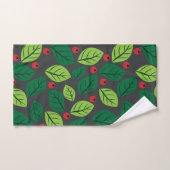 Groene bladeren, rode bessen, patroon van bladeren bad handdoek (Handdoek)