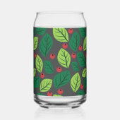 Groene bladeren, rode bessen, patroon van bladeren blikvorm glas (Achterkant)