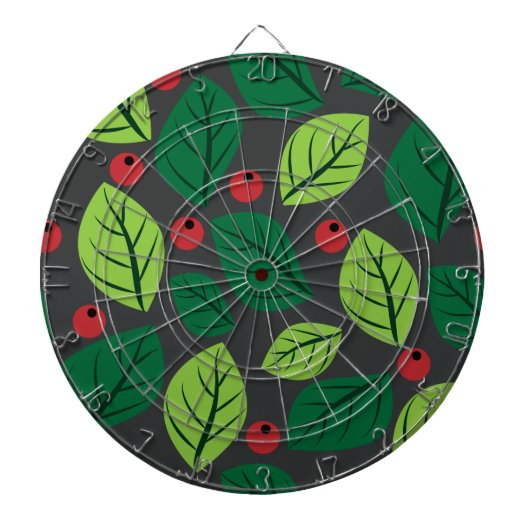 Groene bladeren, rode bessen, patroon van bladeren dartbord (Voorkant)