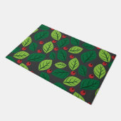 Groene bladeren, rode bessen, patroon van bladeren deurmat (Schuin)